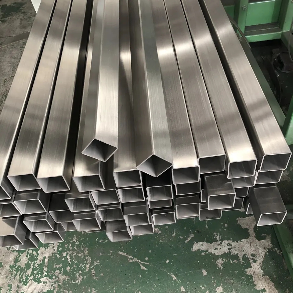 High Quality Decorative Aisi 201 304 316 430 Rectangular Square SS Hairline Hollow Section Stainless Steel Square Pipe/tube